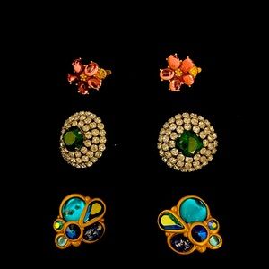 Three sets of clip on earrings costume